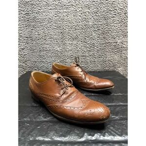 Gucci Genuine Leather Wingtip Lace-Up Oxford Shoes Brown 282924 Mens Size 8 US